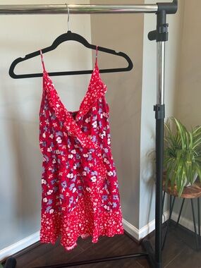 Red Express Floral Spaghetti Strap Sundress